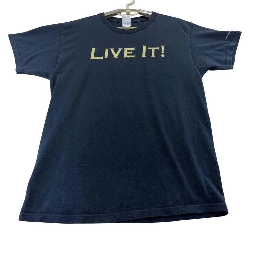 Fruit of the Loom T-Shirt Mens L Black Colorado Creed CU Buffalo Live It Graphic